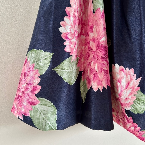 Jessica Howard Cocktail Dress Navy Floral Print Sleeveless Scoop Neck Size 8 - Picture 9 of 15